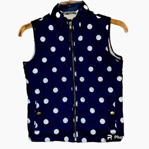 GapKids Sherpa-Lined Quilted Vest Navy Polka Dot Kidcore Size M 8-9 Cozy Layer